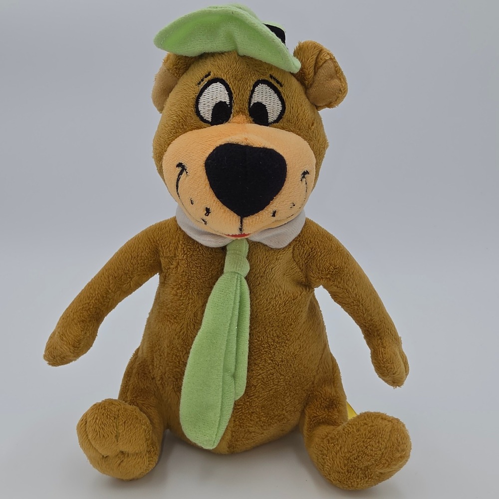 Hanna-Barbera Yogi Bear Plush Bean Bag Toy Green Hat and Tie 9 Inch Brown